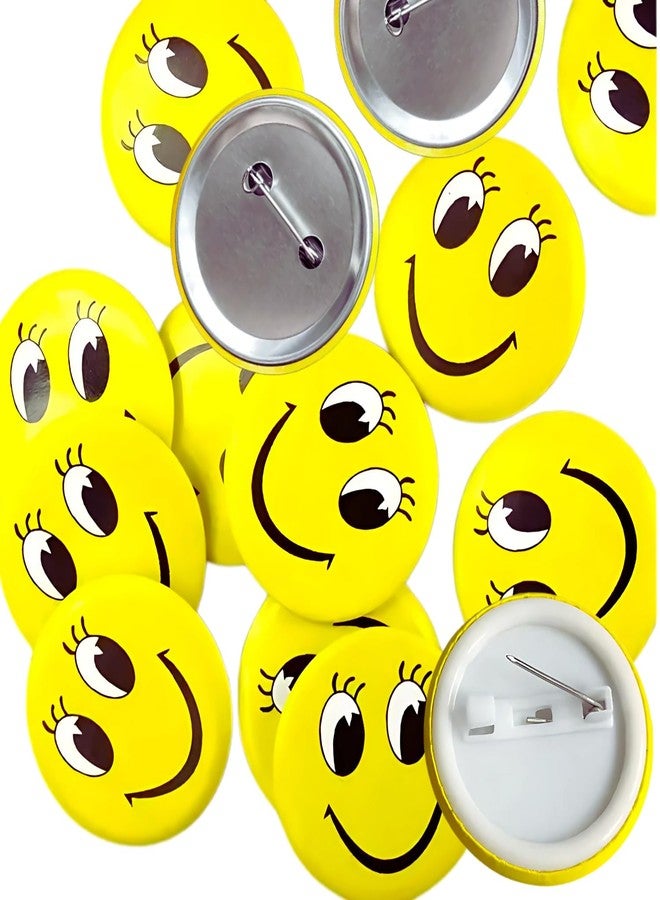 VIBA® Mini Smiley Badge with Pin - 4.4cm Metal Brooch for Kids | Birthday Return Gift, Classroom Rewards, Party Favor, Unisex Goodie Bag Fillers (Pack of 30) - Image 1
